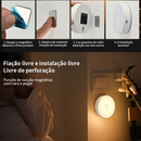 Luminária LED Magnética Sensor de Movimento, Recarregável USB Sem Fio, Duas Cores, Lâmpada Noturna Armário Quarto Escada